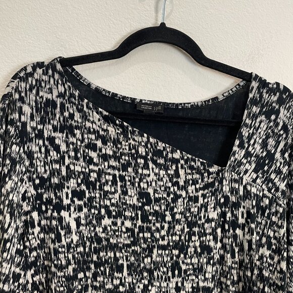 J Jill Wearever Collection Womens XL Printed Tunic Top Asymmetrical V Neck Shirt - Picture 8 of 9